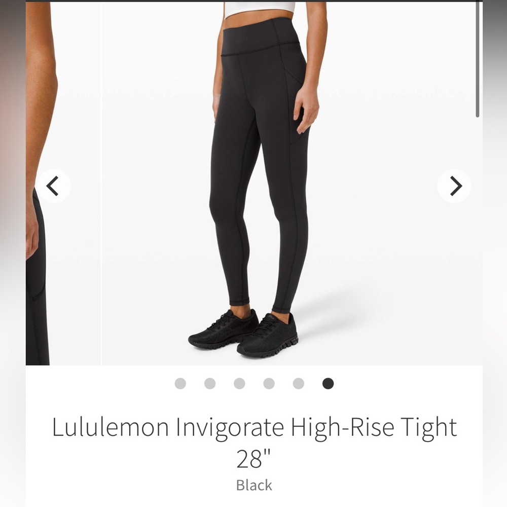 Lululemon invigorate high rise tight 28” black size 6 with pockets